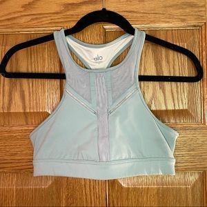 Alo Yoga Sage Green Half Moon Sports Bra